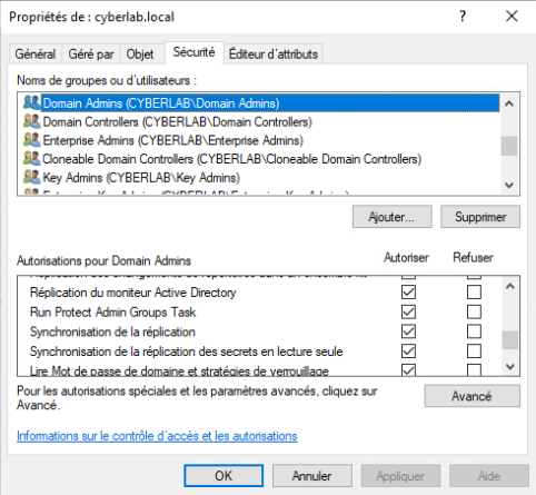 Fonctionnalités AD avancées